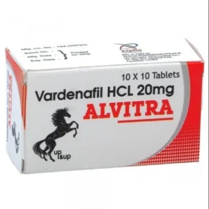 Alvitra Vardenafil ED medication tablet packaging image