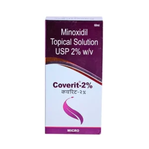 Coverit Solution 2% Minoxidil bottle for hair regrowth treatment