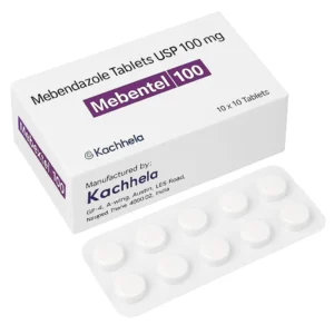 Mebentel 100 mg Mebendazole tablet used for treating intestinal worm infections