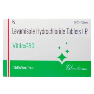 Vitilex 50 mg Levamisole tablet used for treatment of parasitic worm infections